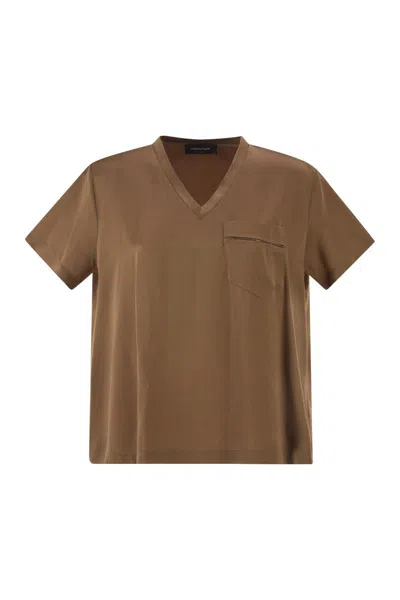 Fabiana Filippi Viscose Acetate Top In Brown