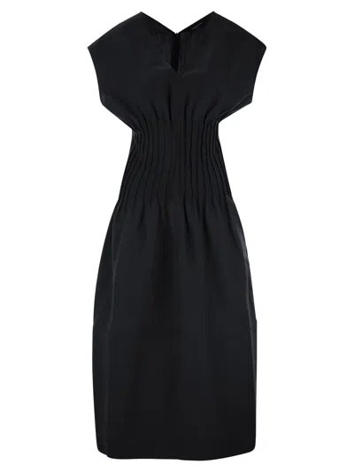 Fabiana Filippi Viscose And Linen Corset Waist Dress In Black