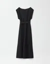 Fabiana Filippi Relaxed Black Midi Dress With Gathered Waist In Black