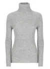 Fabiana Filippi Luxurious Knit Turtleneck Sweater With Cashmere Blend And Elegant Detailing In Grey