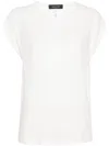 Fabiana Filippi Viscose Blend Top With Design And Cap Sleeves