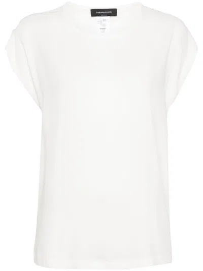 Fabiana Filippi Viscose Blend Top With Design And Cap Sleeves