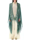 Fabiana Filippi Turquoise Cape With Lurex Detail And Fringed Edges
