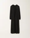 Fabiana Filippi Viscose Jersey Long Sleeve Dress With Draped Collar In Black