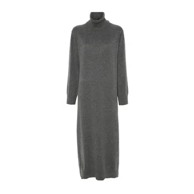 Fabiana Filippi Viscose Jersey Turtle Neck Dress In Black