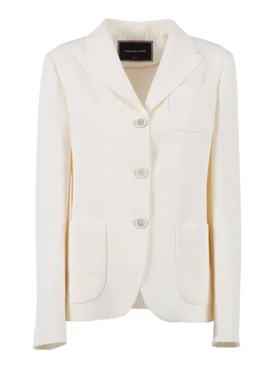 Fabiana Filippi Viscose Linen Fitted Blazer In White