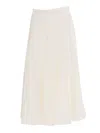 Fabiana Filippi Viscose Linen Flared Skirt In Bianco