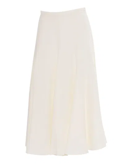 Fabiana Filippi Viscose Linen Flared Skirt In Bianco
