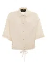 Fabiana Filippi Viscose Linen Short Sleeve Shirt With Bottom Drawsting In White