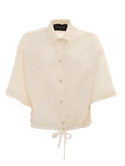 Fabiana Filippi Viscose Linen Short Sleeve Shirt With Bottom Drawsting In White