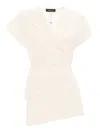 Fabiana Filippi Viscose Linen Wrap Top With Filo Diamante In White