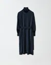 Fabiana Filippi Viscose Satin Dress With High Collar And Self Belt In Blue