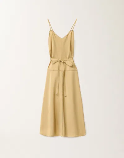 Fabiana Filippi Viscose Satin Lingerie Dress In Yellow