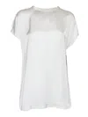 Fabiana Filippi Viscose Satin Top With Gathered Shoulder And Filo Diamante In White