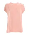 Fabiana Filippi Viscose Satin Top With Gathered Shoulder In Pink