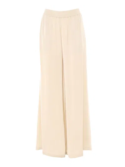 Fabiana Filippi Viscose Satin Wide Leg Trousers With Elastic Waistband In Gray