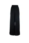 Fabiana Filippi Viscose Satin Wide Leg Trousers With Elastic Waistband In Nero
