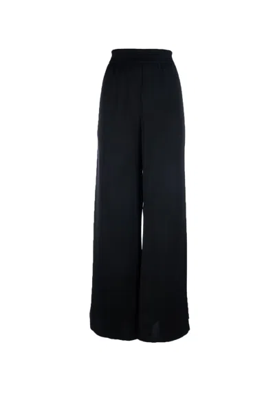 Fabiana Filippi Viscose Satin Wide Leg Trousers With Elastic Waistband In Nero