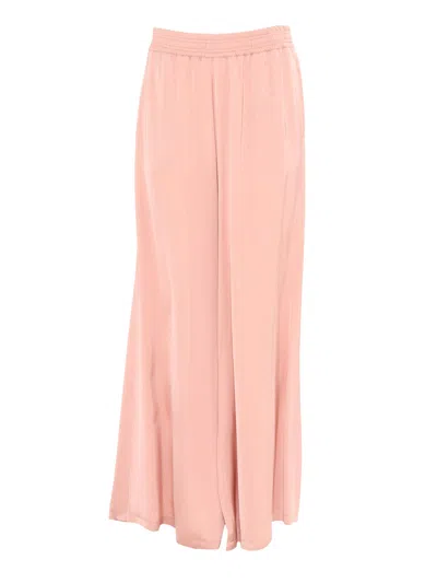 Fabiana Filippi Viscose Satin Wide Leg Trousers With Elastic Waistband In Pink