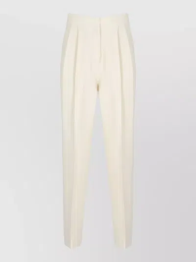 Fabiana Filippi Viscose Straight Trousers Pleated Design Belt Loops In White