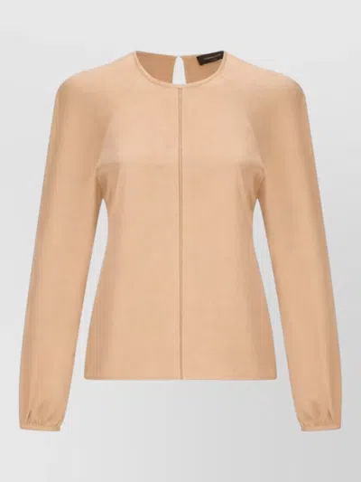 Fabiana Filippi Viscose Top Round Neck Raglan Sleeves In Neutral