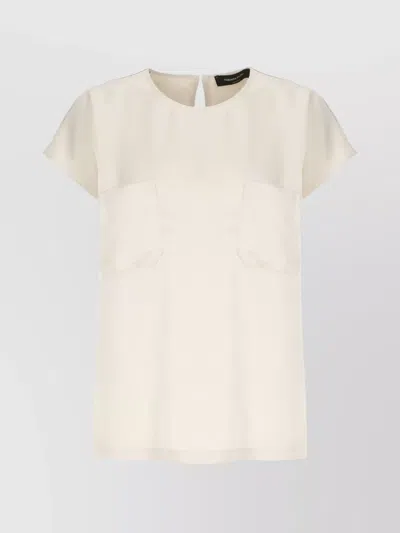 FABIANA FILIPPI VISCOSE TOP WITH ROUND NECK AND BUTTON