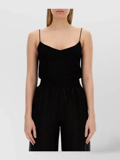 Fabiana Filippi Viscose Tops With Spaghetti Straps And Elastic Waistband In Black