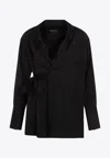 Fabiana Filippi Open-front Satin Blazer In Black