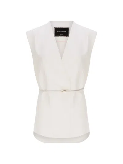 Fabiana Filippi V-neck Belted Waistcoat In White
