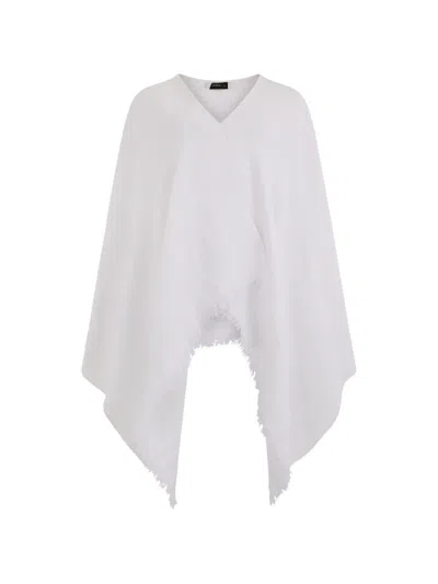 Fabiana Filippi V-neck Fringed Poncho In White