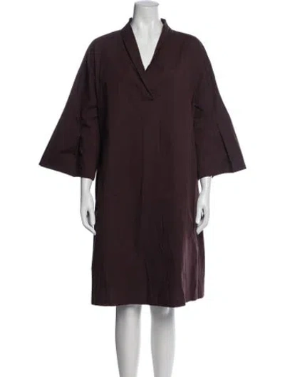 Pre-owned Fabiana Filippi V-neck Knee-length Dress In Burgundy