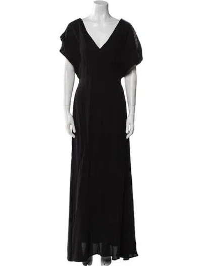 Pre-owned Fabiana Filippi V-neck Long Dress In Black