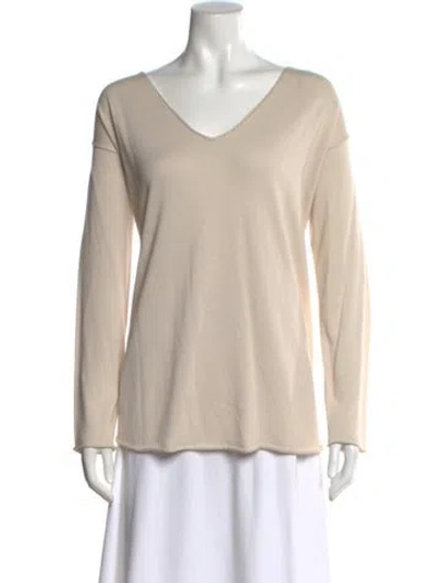 Pre-owned Fabiana Filippi V-neck Long Sleeve Top In Neutral