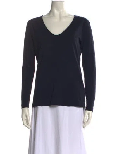 Pre-owned Fabiana Filippi V-neck Long Sleeve T-shirt In Blue