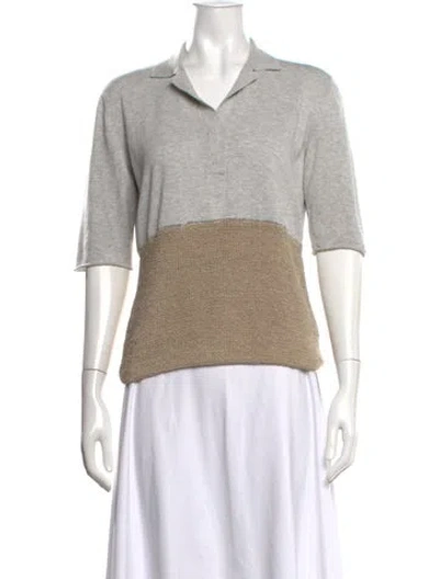 Pre-owned Fabiana Filippi V-neck Short Sleeve Polo In Grey