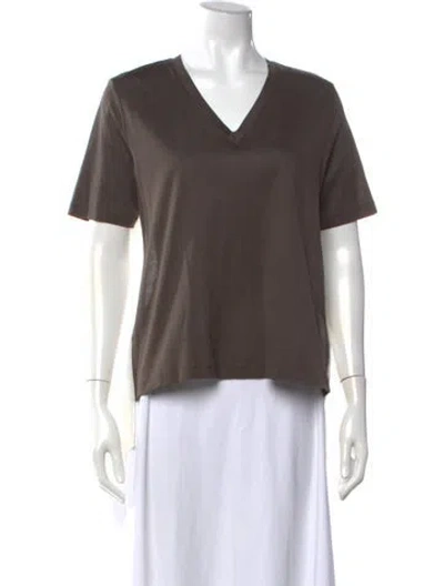 Pre-owned Fabiana Filippi V-neck Short Sleeve T-shirt In Brown