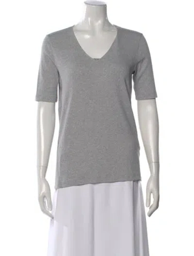 Pre-owned Fabiana Filippi V-neck Short Sleeve T-shirt In Gray