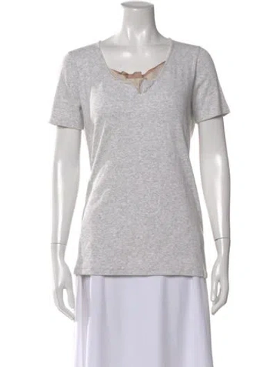 Pre-owned Fabiana Filippi V-neck Short Sleeve T-shirt In Gray