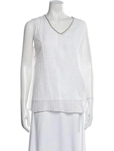 Pre-owned Fabiana Filippi V-neck Sleeveless Top In Neutral