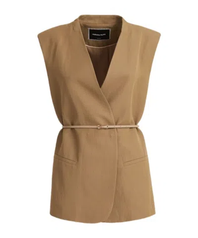 Fabiana Filippi V-neck Sleeveless Vest In Brown