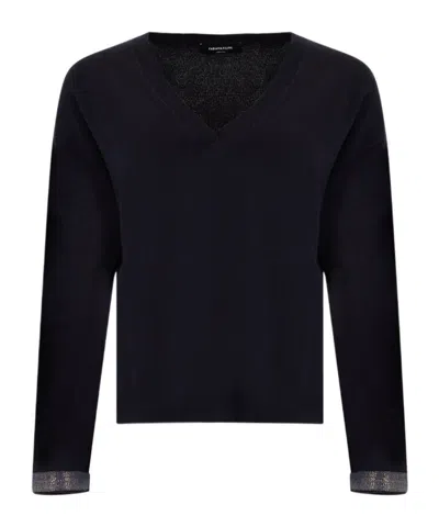 Fabiana Filippi Long-sleeve V-neck Sweater In Blue