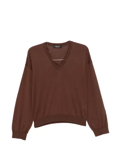 Fabiana Filippi V-neck Sweater In Brown