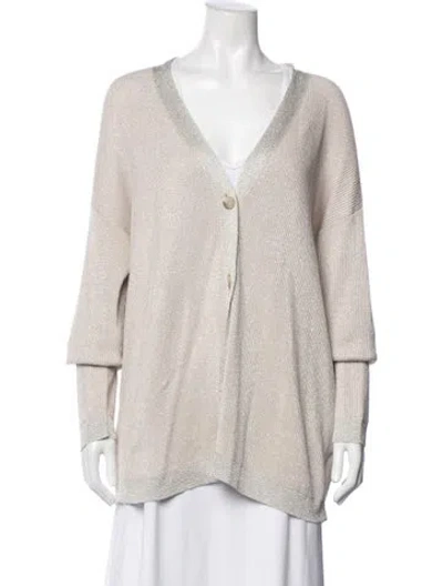 Pre-owned Fabiana Filippi V-neck Sweater In Gray