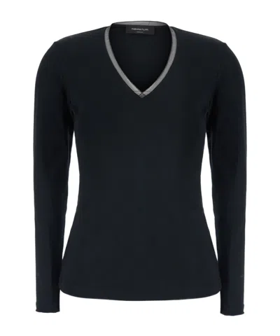 Fabiana Filippi Bead-trim V-neck Sweater In Black
