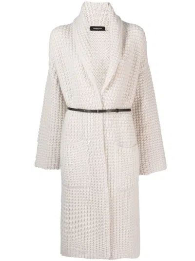 Fabiana Filippi Waffle-knit Belted Cardi-coat In White