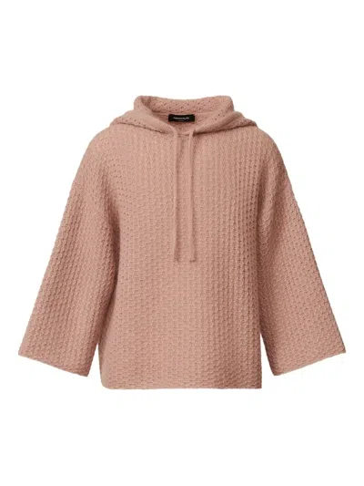 Fabiana Filippi Waffle-knit Hooded Jumper In Pink