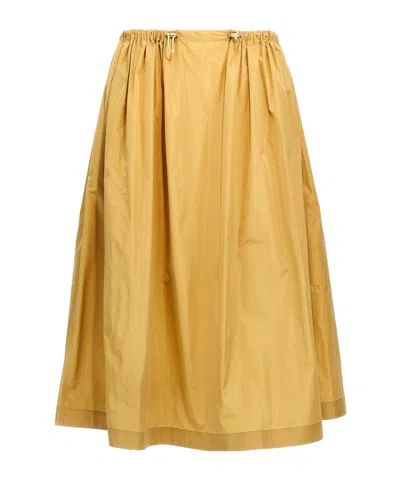 Fabiana Filippi Waist Drawstring Tech Taffeta Balloon Skirt In Brown