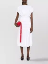 Fabiana Filippi Waist Elasticated Dress Short Sleeves Midi Length In White