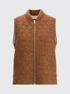Fabiana Filippi Brown Fleece Wool Sleeveless Jacket In Brown