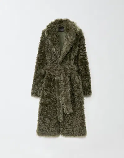 Fabiana Filippi Wavy Shearling Top Coat In Green